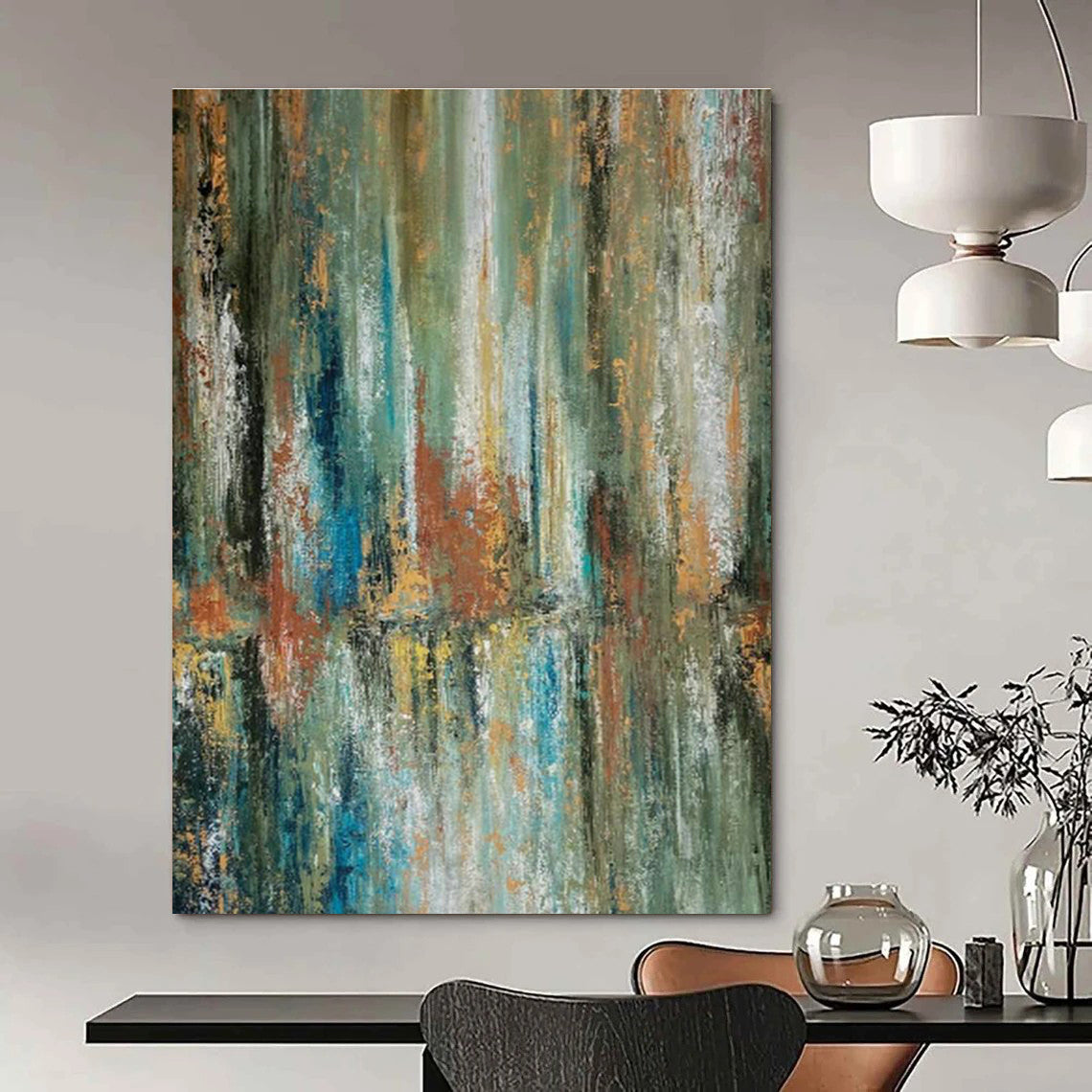 Colorful Vertical - Stroke Abstract Art for Modern Office Conference Room Walls DLZ0049