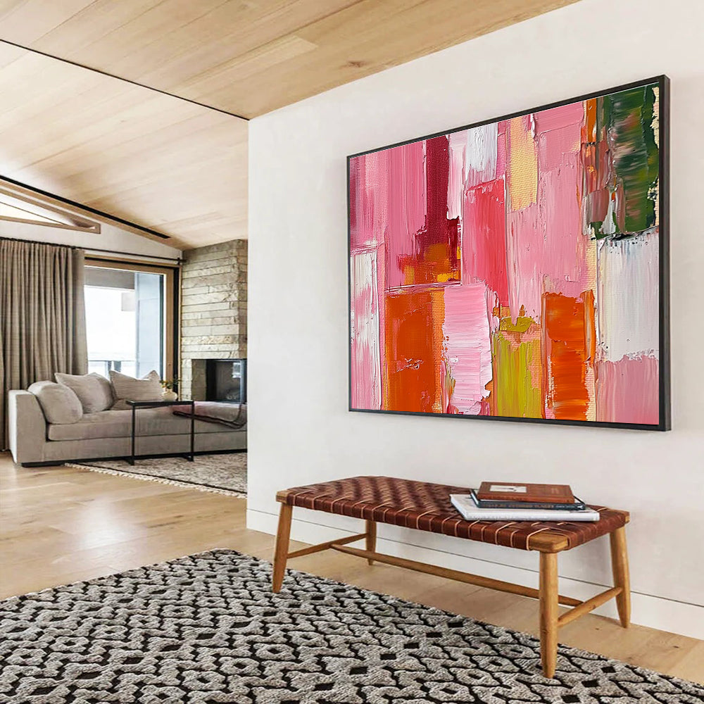 Pink Color Block Art for Trendy Women’s Fashion Boutique & Cheerful Girls’ Bedroom SC118
