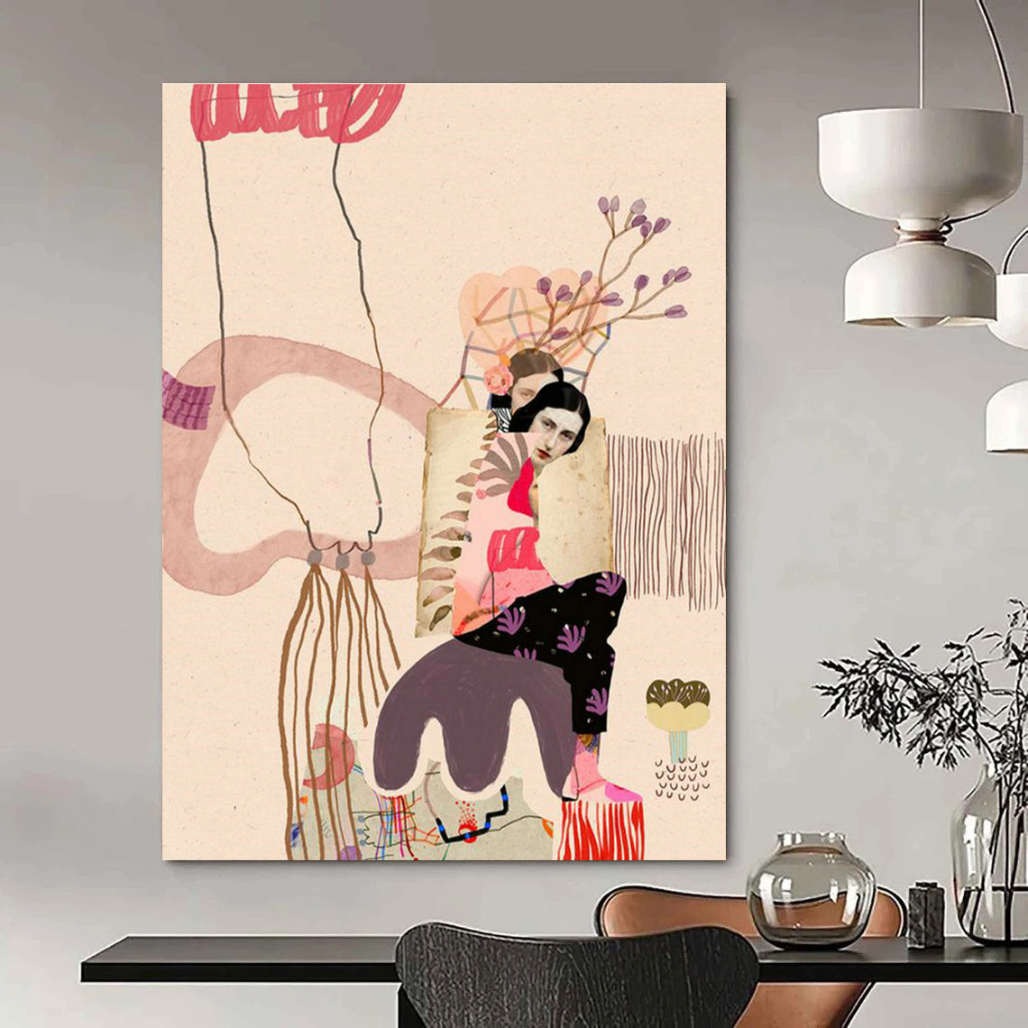 Figure Collage Art for Eclectic Home Living Room Galleries DLZ0153