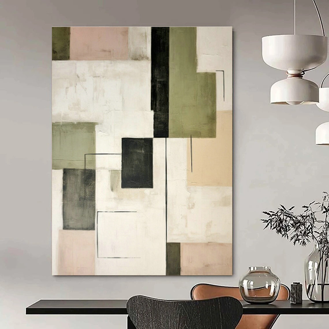 Pastel Geometric Collage Art for Bedroom & Boutique Café DLZ0600