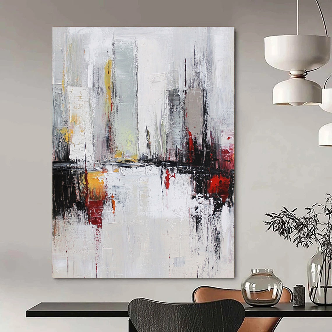 Monochrome Abstract Urban Scene for Industrial - Style Café & Minimalist Home Study STSC162