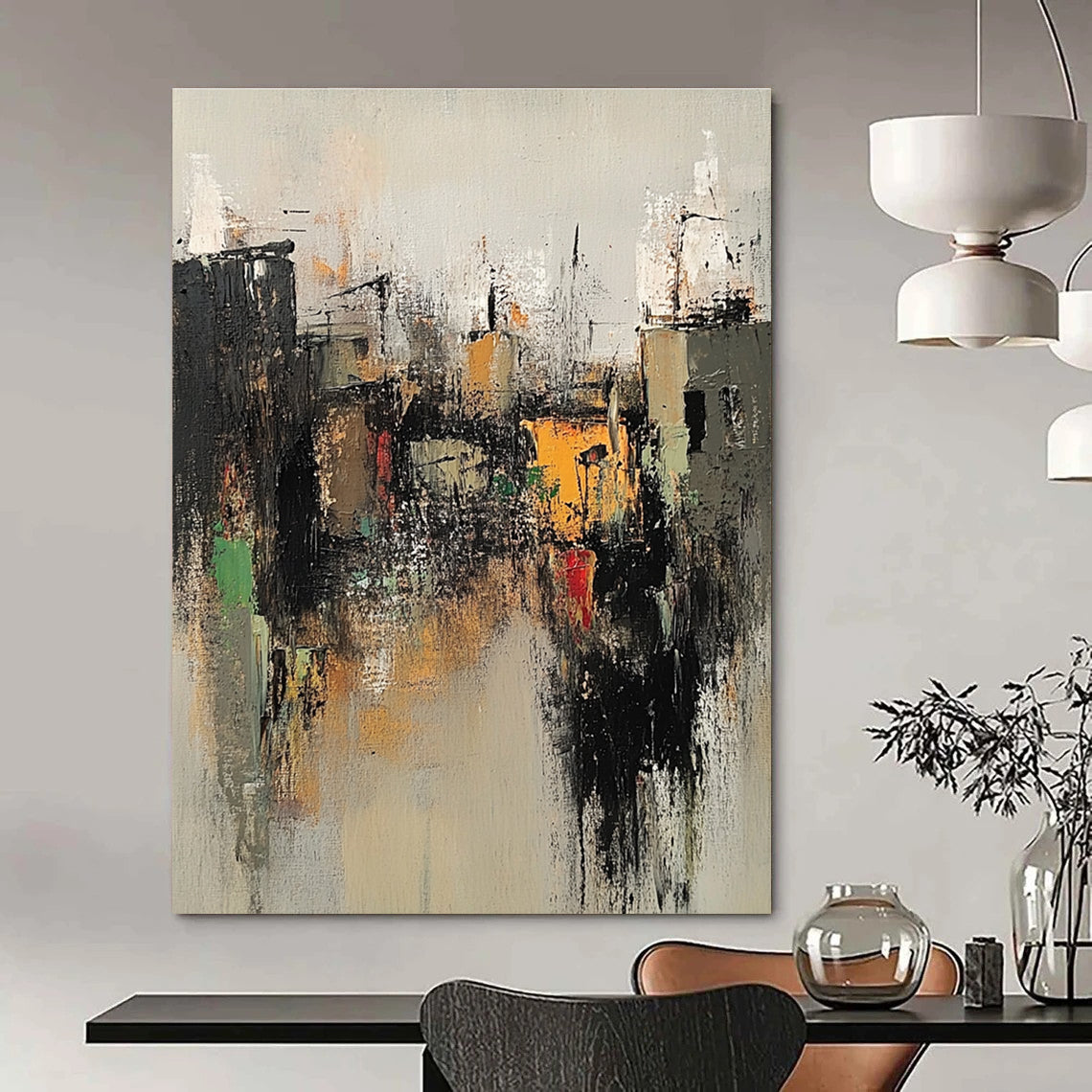 Impressionistic Cityscape Art for Living Room & Office STSC660
