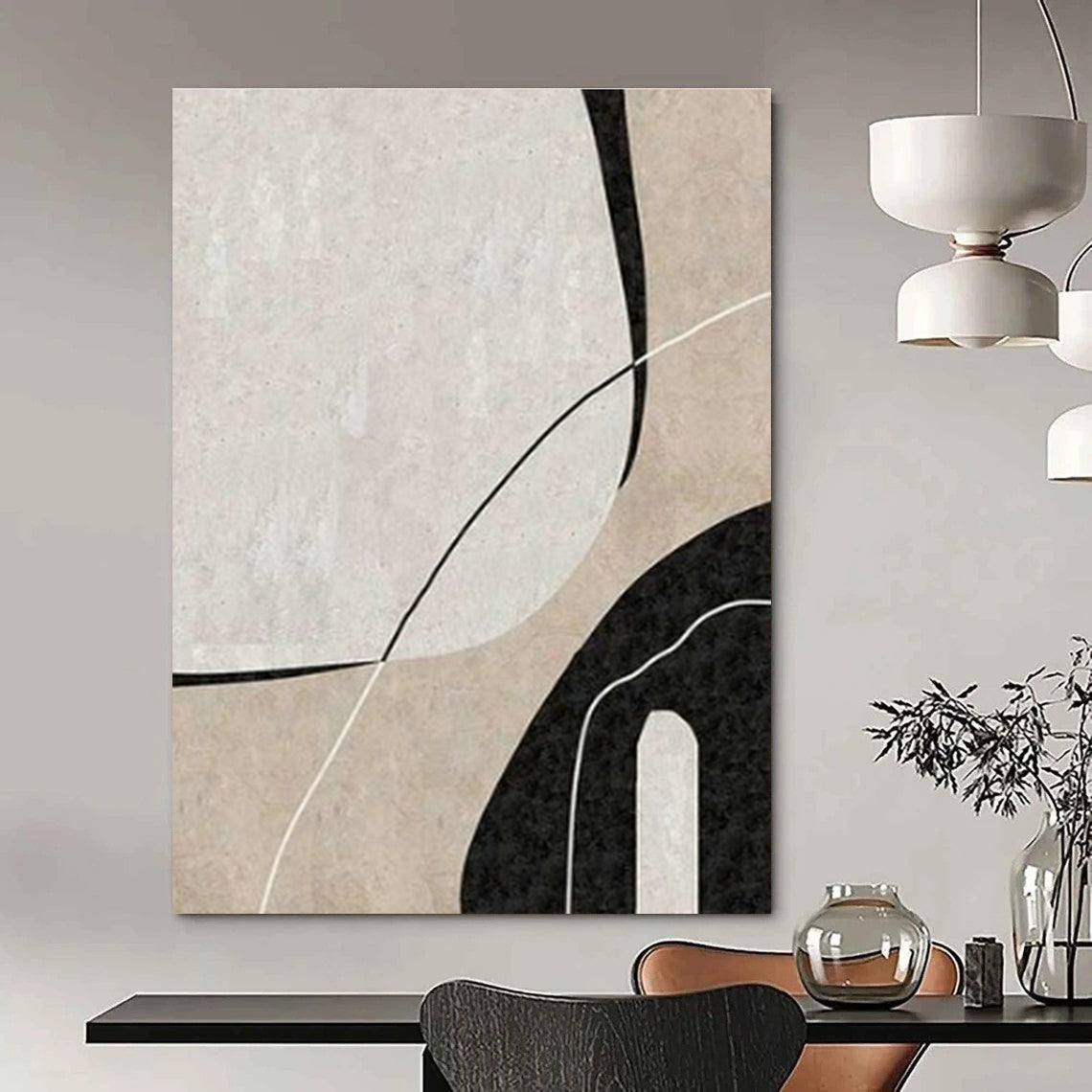 Chic Black - White Curved Art for Boutique & Home Office DLZ2007