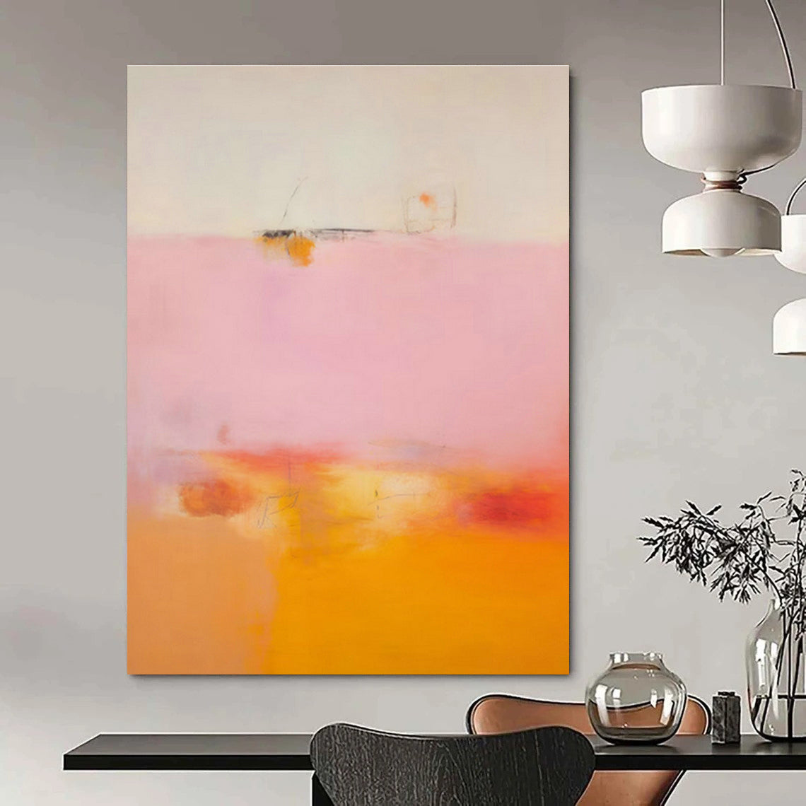 Pink - Orange Abstract Art for Romantic Restaurant & Feminine Boutique DLZ2084
