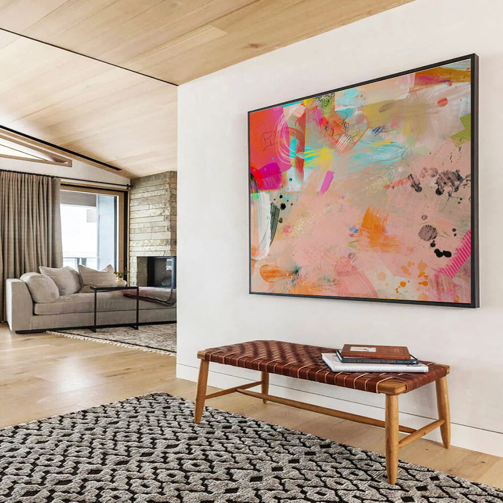 Pink - Orange Artistic Abstract for Bohemian Living Spaces DLZ2463
