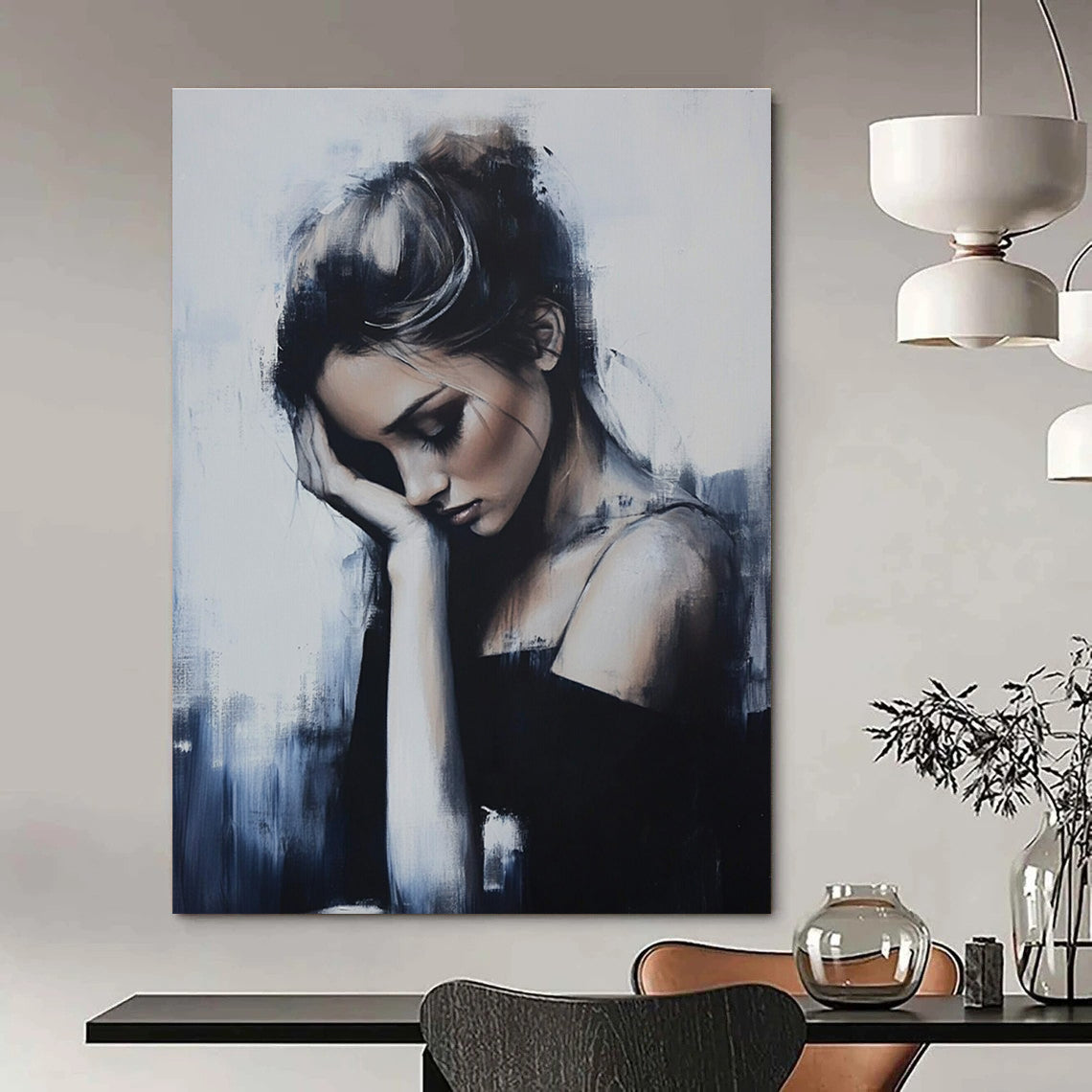 Contemplative Woman Portrait for Modern Living Room & Art Gallery STSC1266