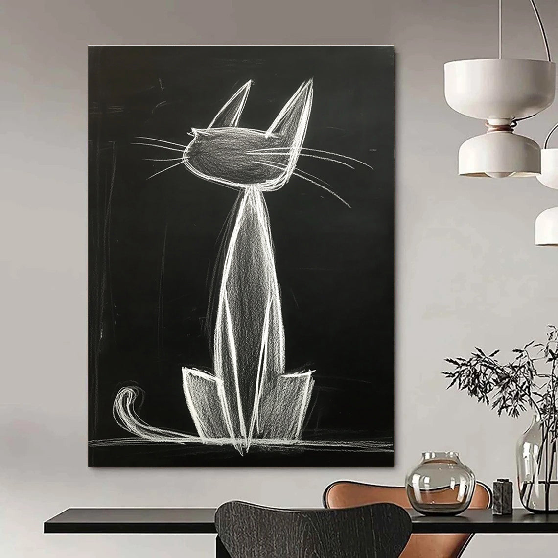 Chalk Cat Drawing for Playful Kids’ Room & Urban - Style Loft STSC1184