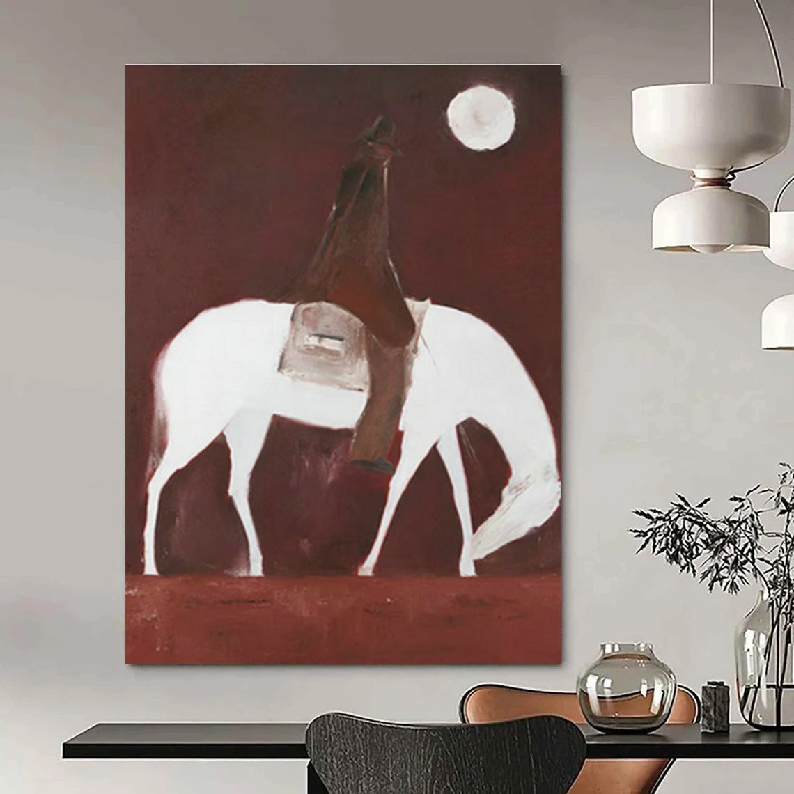 Equestrian Night Art for Western - Style Ranch House & Equestrian Club Library DLZ1432