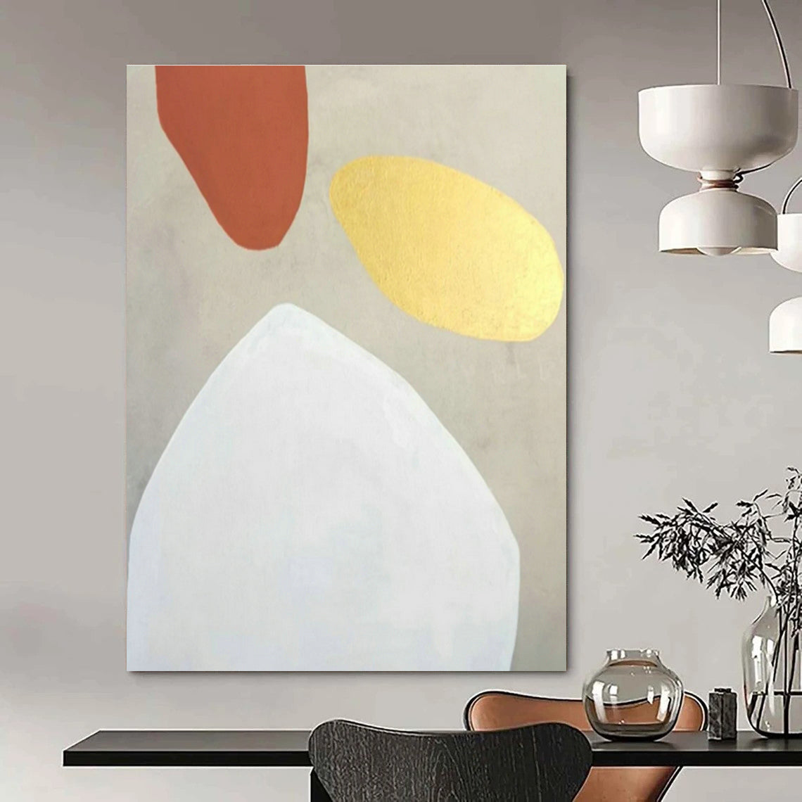 Three - Color Geometric Abstract Art for Creative Co - working Space & Home Office DLZ1085