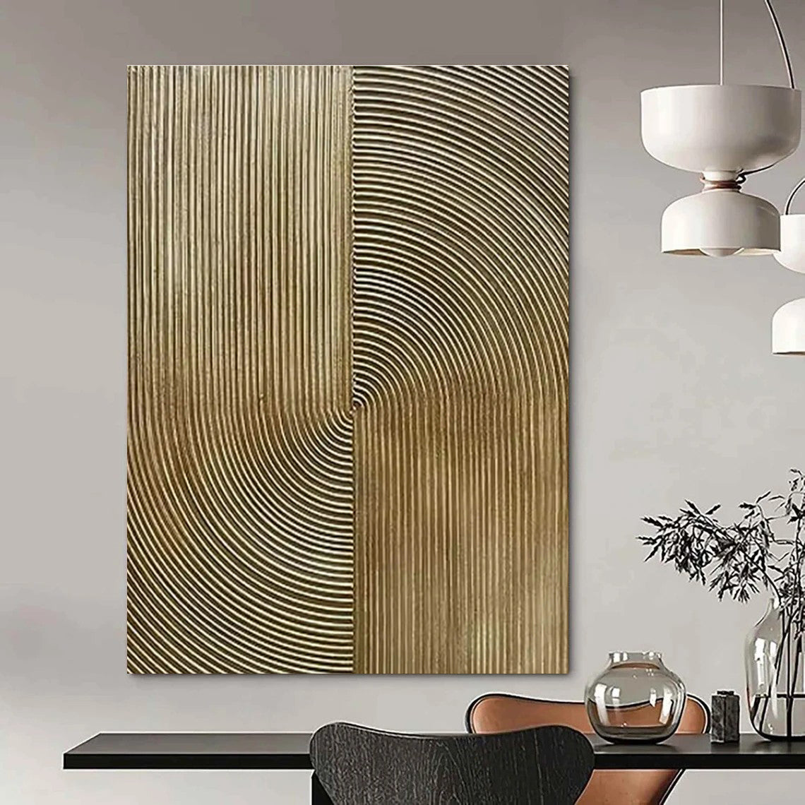 Gold - Lined Abstract Art for Luxury Boutique & High - End Office Reception DLZ1772