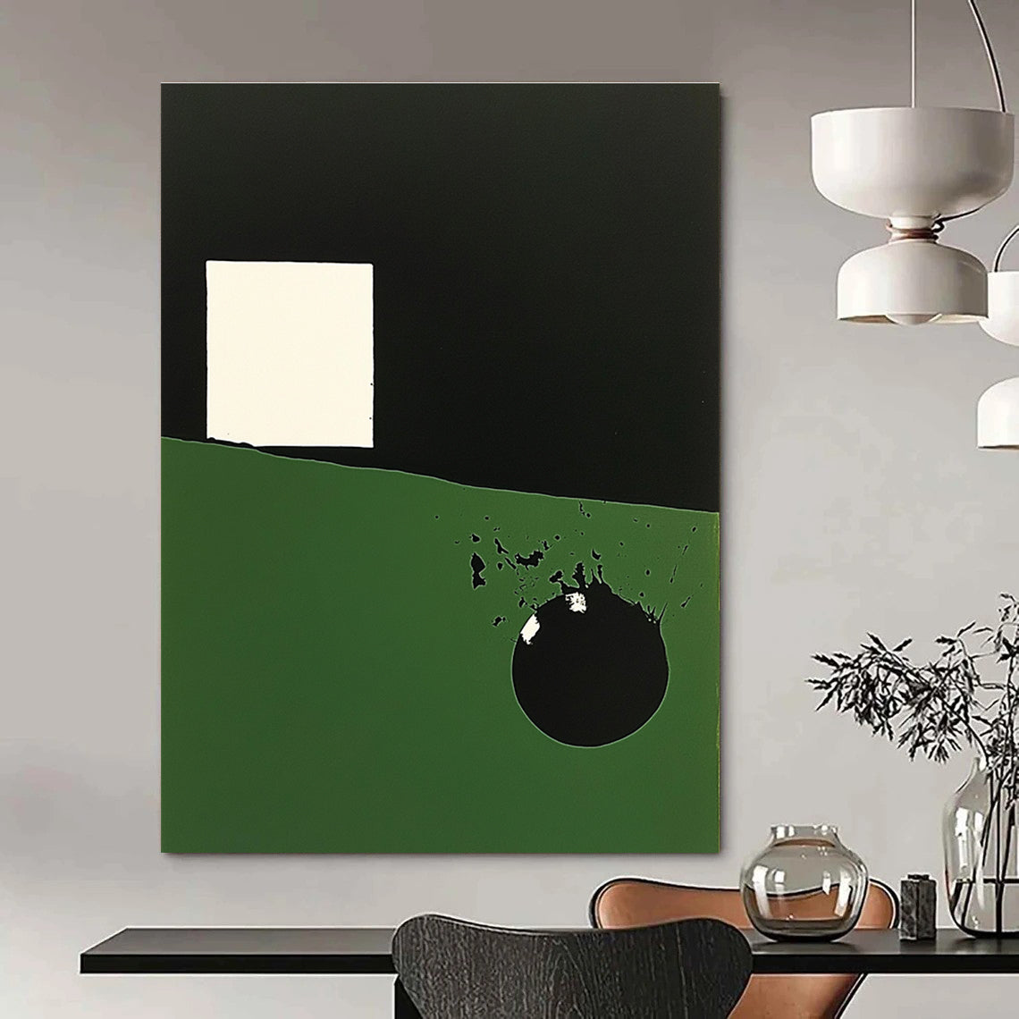 Green - Black Geometric Art for Modern Office Lobby & Contemporary Art Gallery STSC130