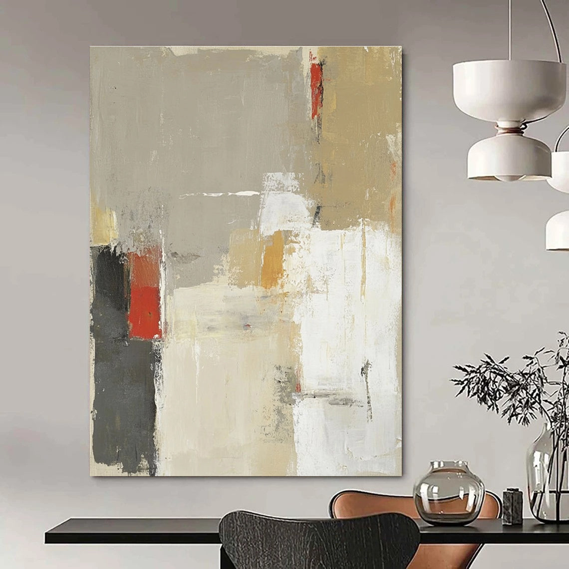 Neutral Abstract Layers for Scandinavian - Style Home & Serene Meditation Room STSC616