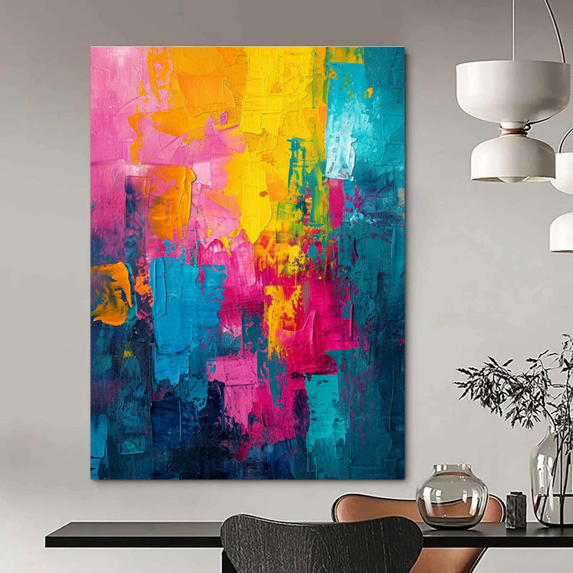 Vibrant Color - Block Abstract Art for Bohemian Living Room & Creative Coworking Space DLZ1911