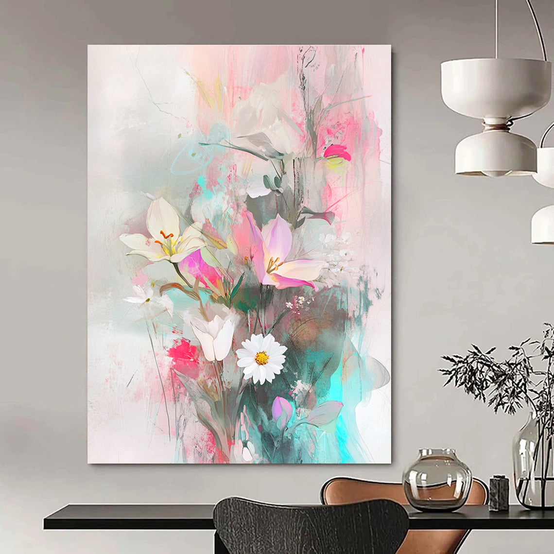 Soft Color Floral Abstract for Girly Bedroom & Art - Centric Café STSC857