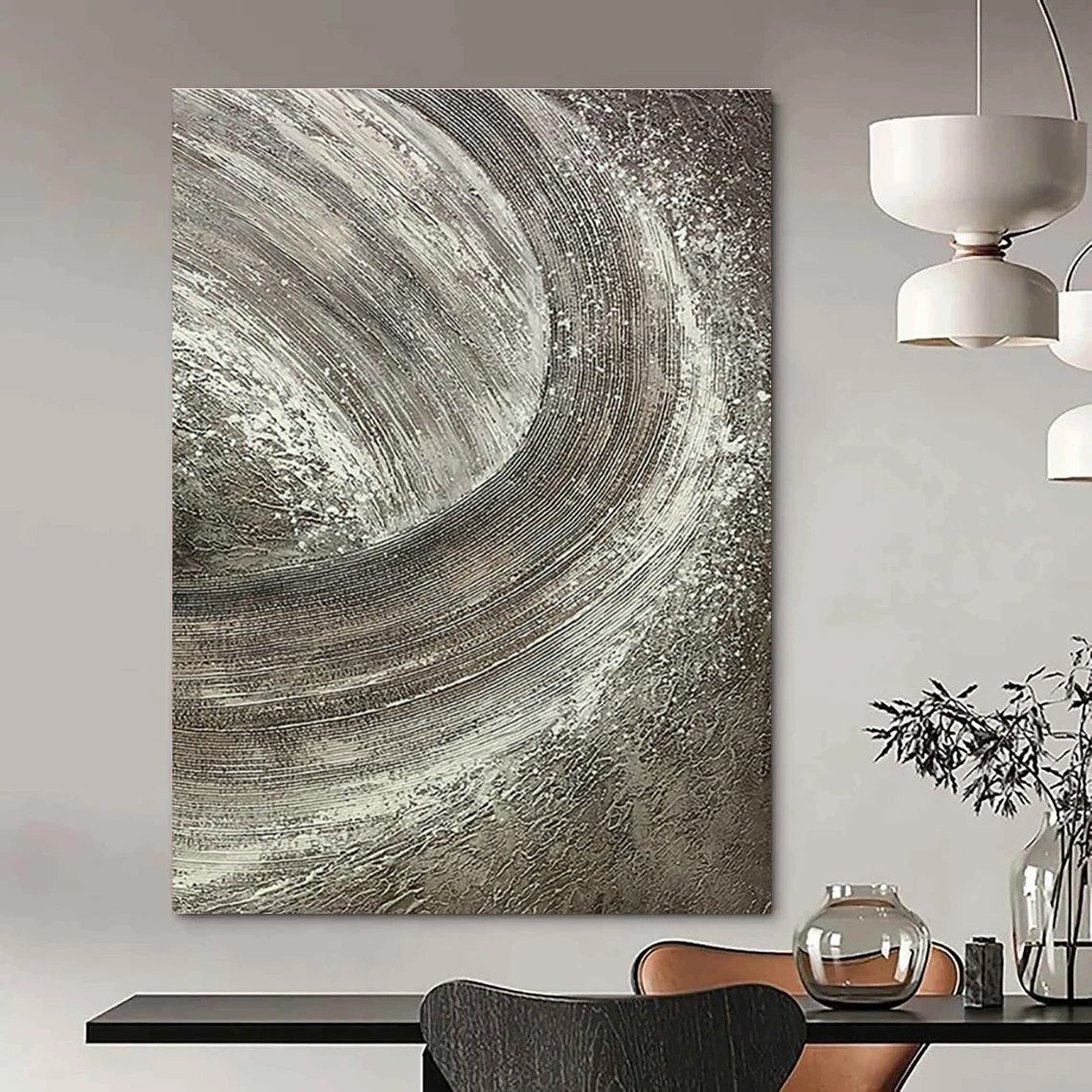 Textured Gray Swirl Art for Industrial Loft & Modern Art Gallery DLZ2242