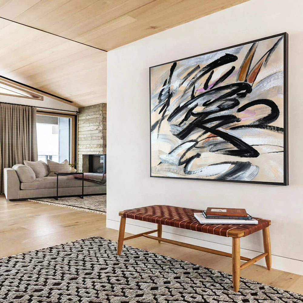 Ink - Stroke Abstract Art for Asian - Inspired Restaurant Decor DLZ2673