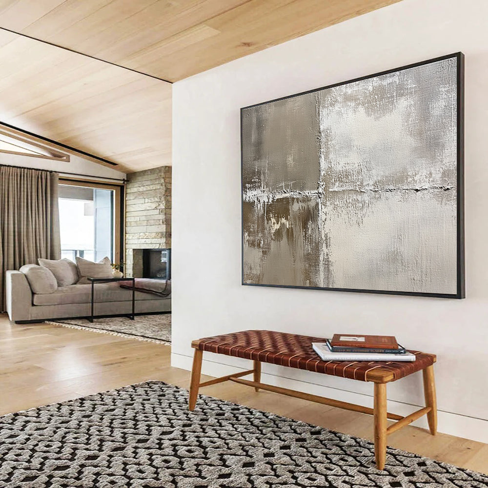 Textured Neutral Tones Art for Minimalist Art Gallery & Scandinavian - Style Living Room SC445