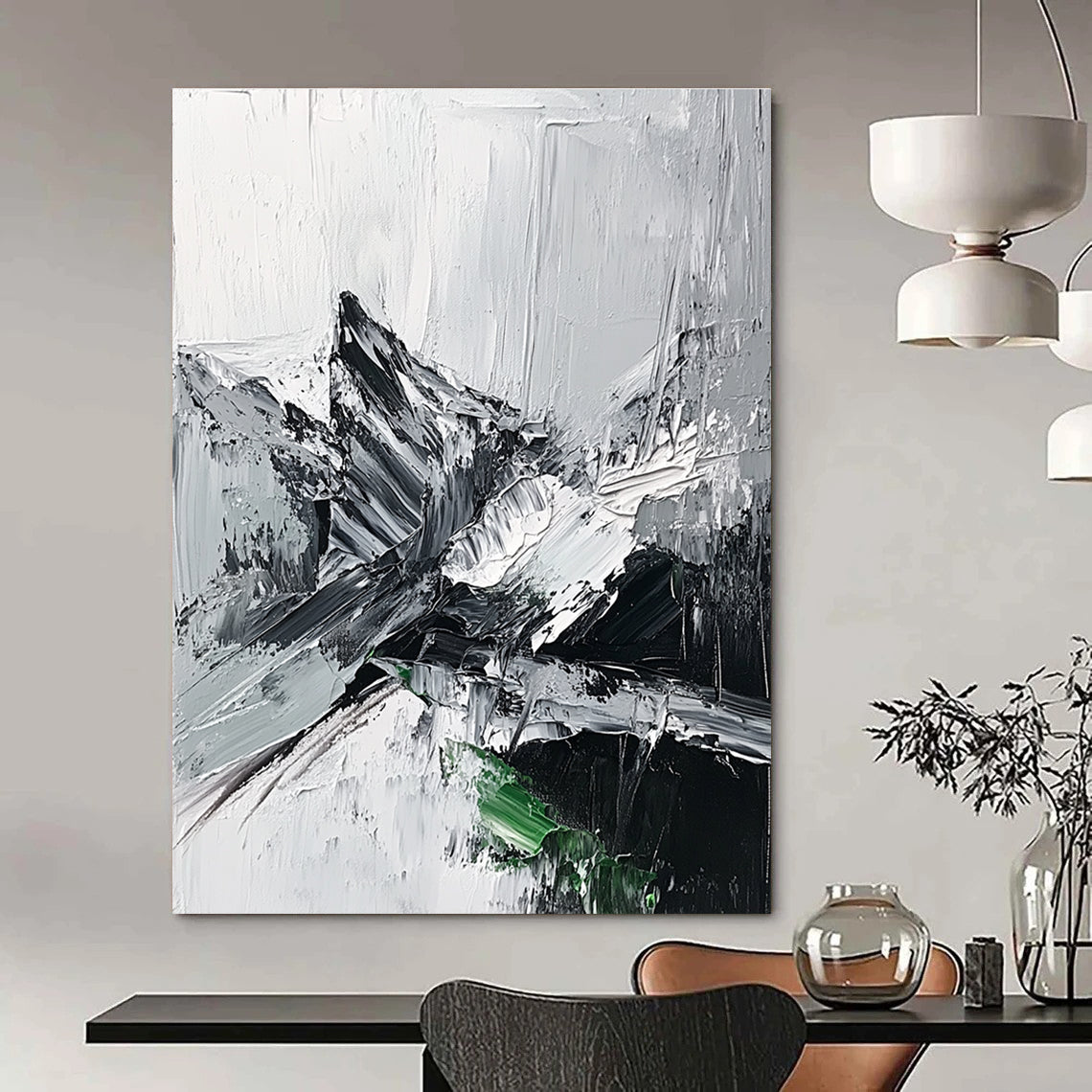 Monochrome Abstract Mountain for Adventure - Themed Office & Nature - Inspired Home STSC427