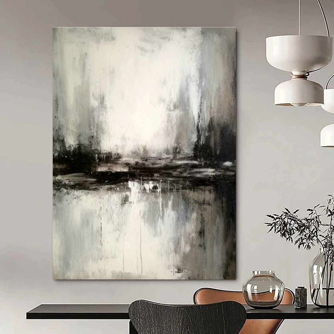 Black - White Abstract Seascape Art for Modern Spa & Art - Focused Café DLZ1805