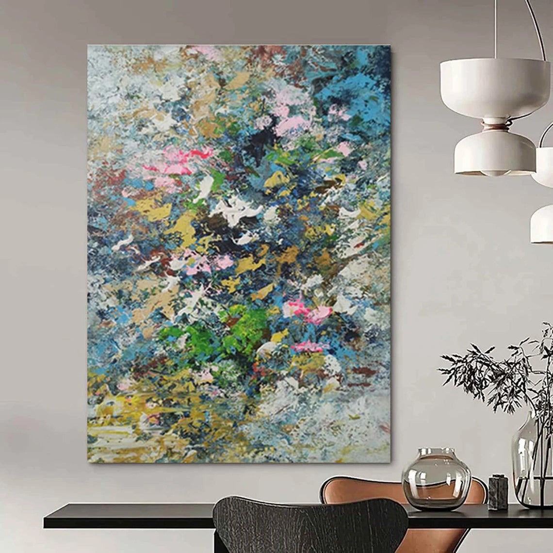 Colorful Floral Abstract Art for Garden Café Outdoor Seating Walls DLZ0016
