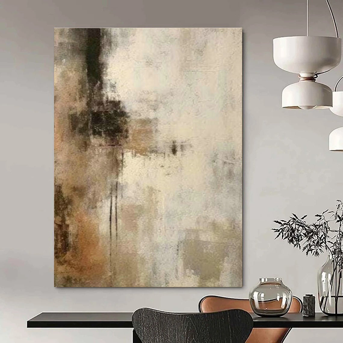 Brown - Gray Abstract Art for Living Room & Office DLZ0383