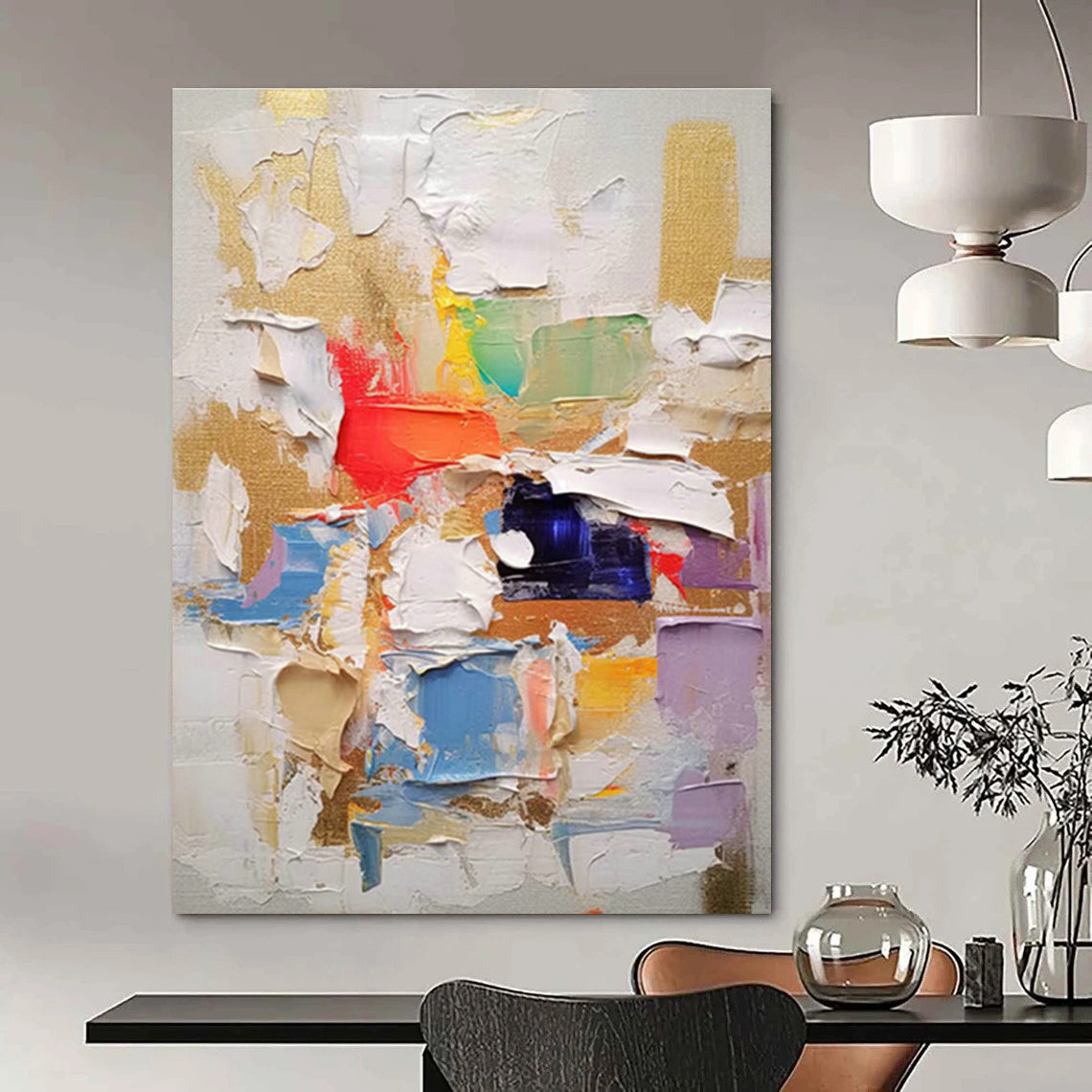 Colorful Collage - like Abstract Art for Art School Gallery & Trendy Bar DLZ1064