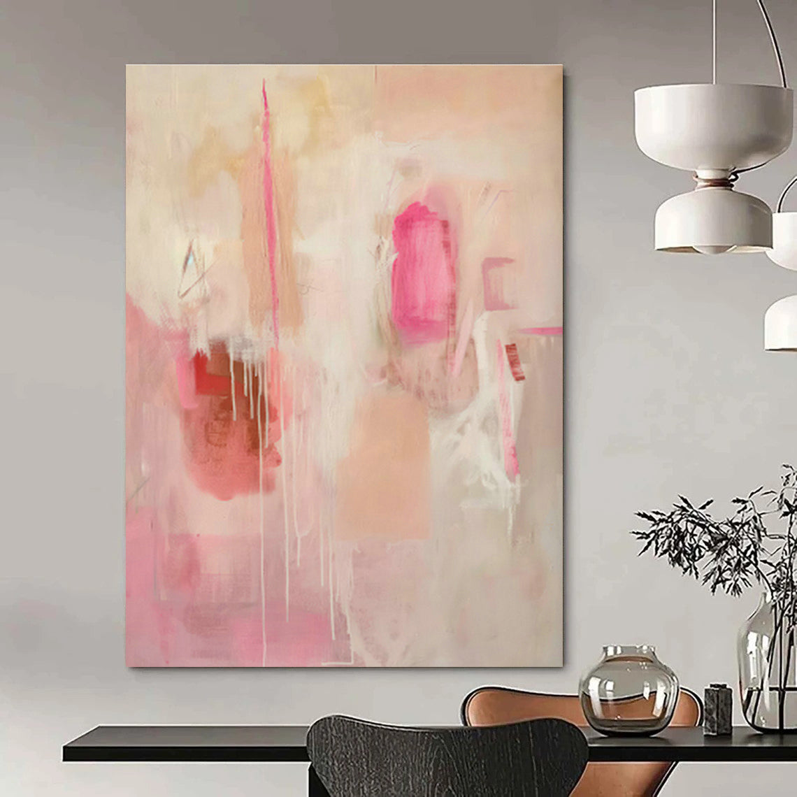 Pink Abstract Art for Feminine Boudoir & Floral - Themed Boutique DLZ0716