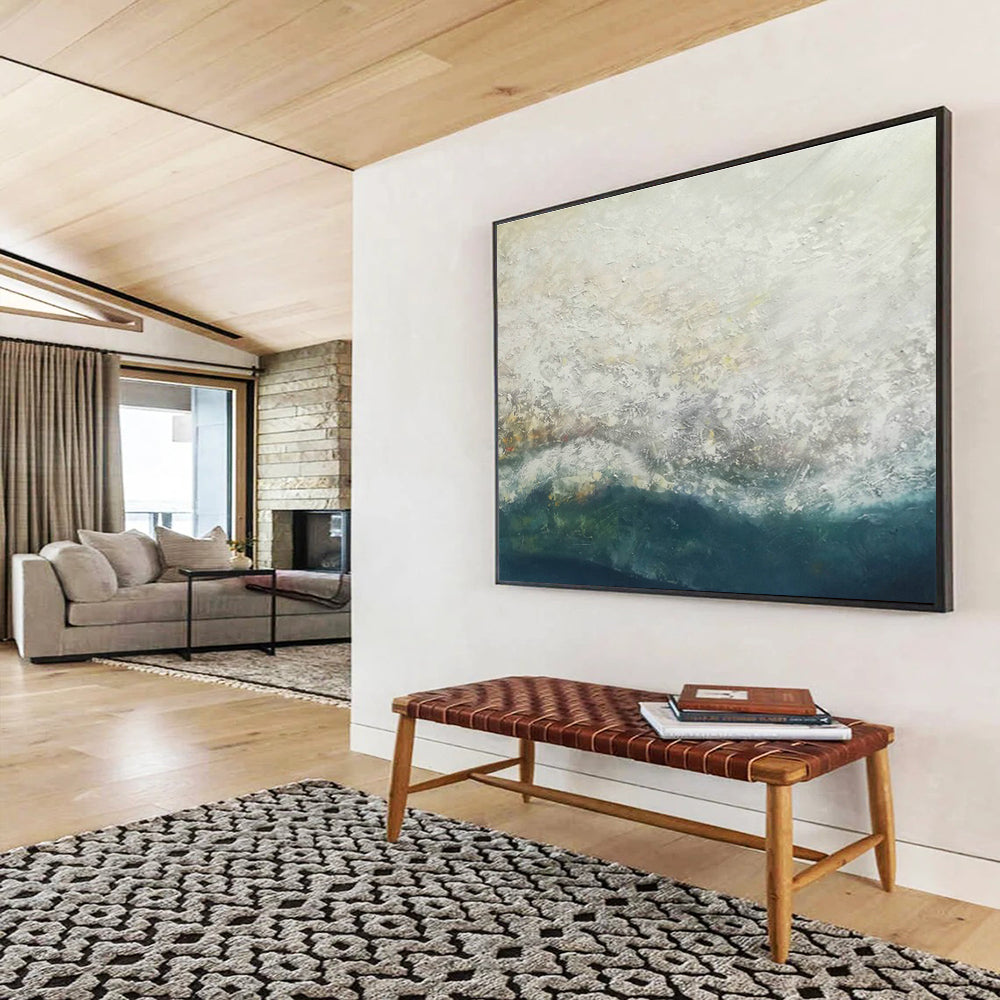 Gray - White Wave Abstract Art for Minimalist Coastal Home Beach - Themed Bedrooms DLZ2682