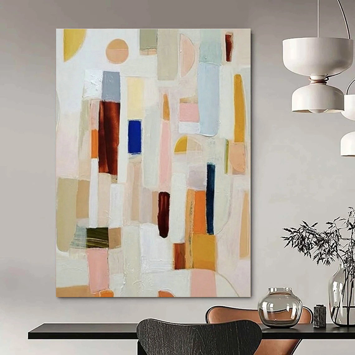 Soft Geometric Abstract Art for Boutique Hotel Room & Home Nursery DLZ1076