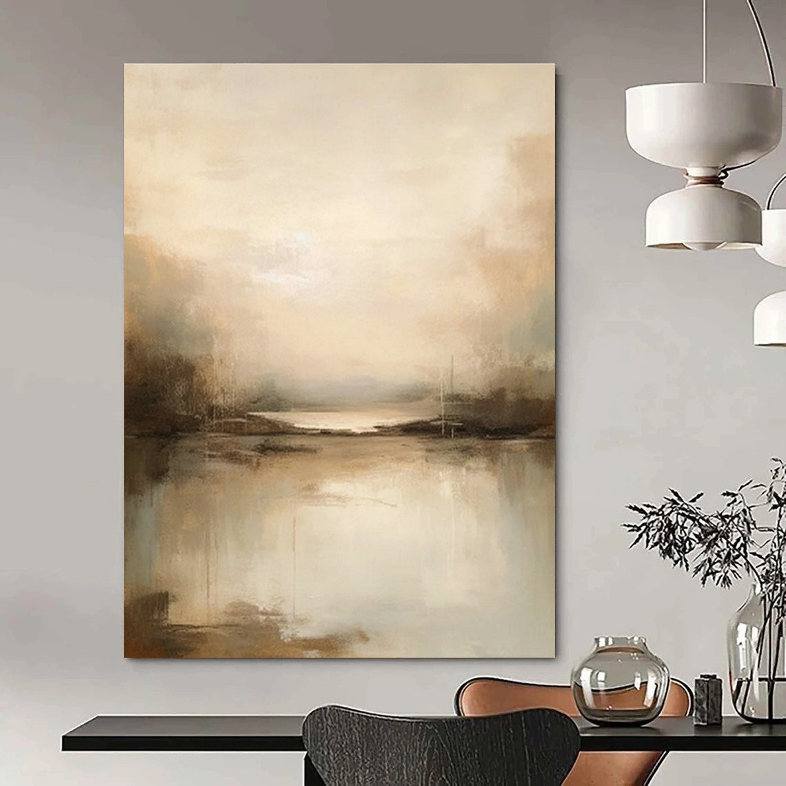 Misty Lake Landscape Abstract Art for Bedroom & Spa Retreat DLZ1260
