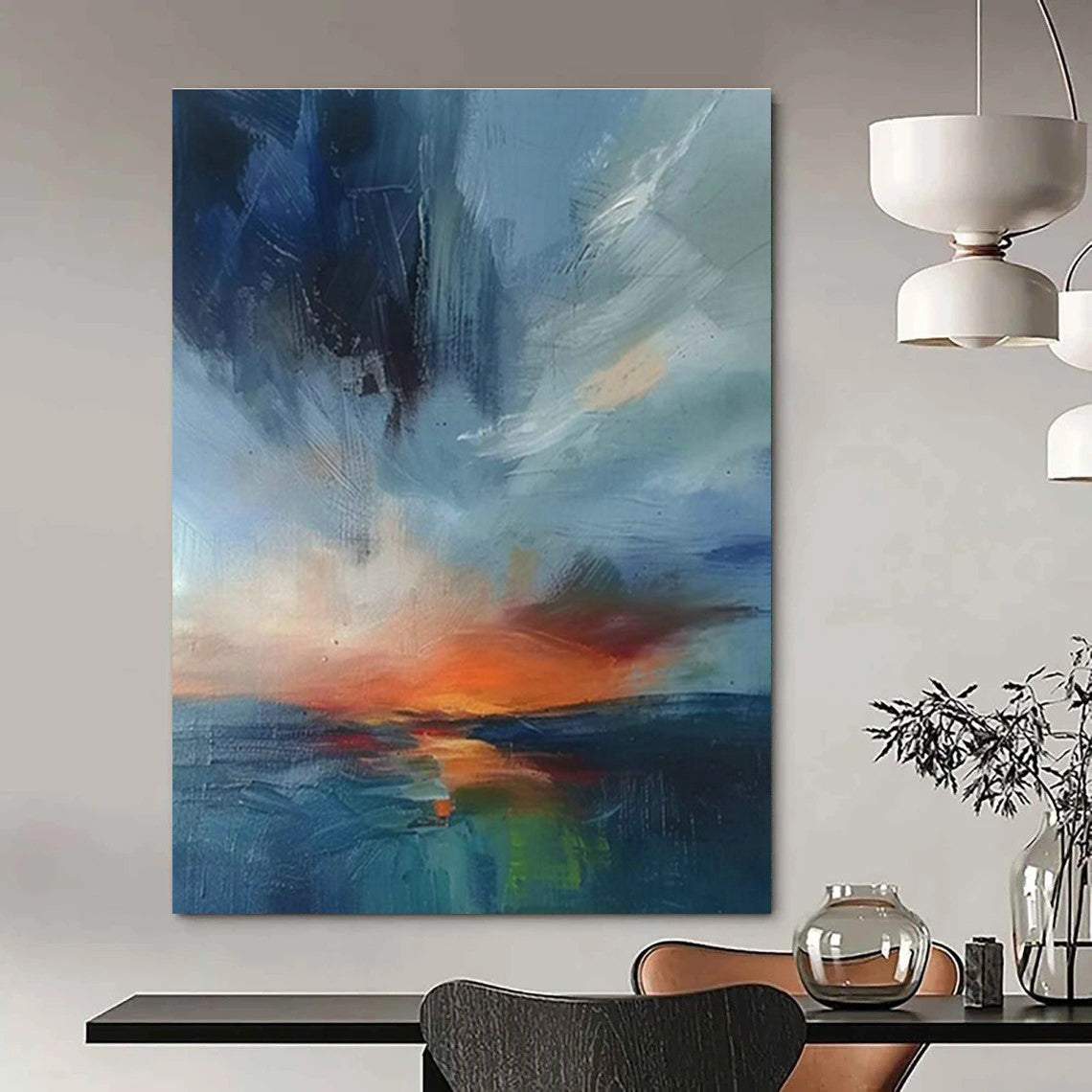 Blue - Orange Seaside Art for Coastal Home Master Bedrooms DLZ0124