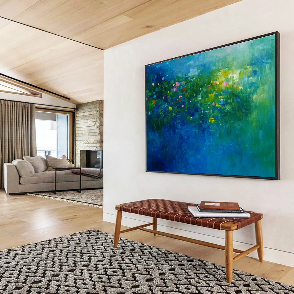 Blue - Green Abstract Garden Art for Botanical Conservatory Café & Nature - Lover’s Bathroom SC339