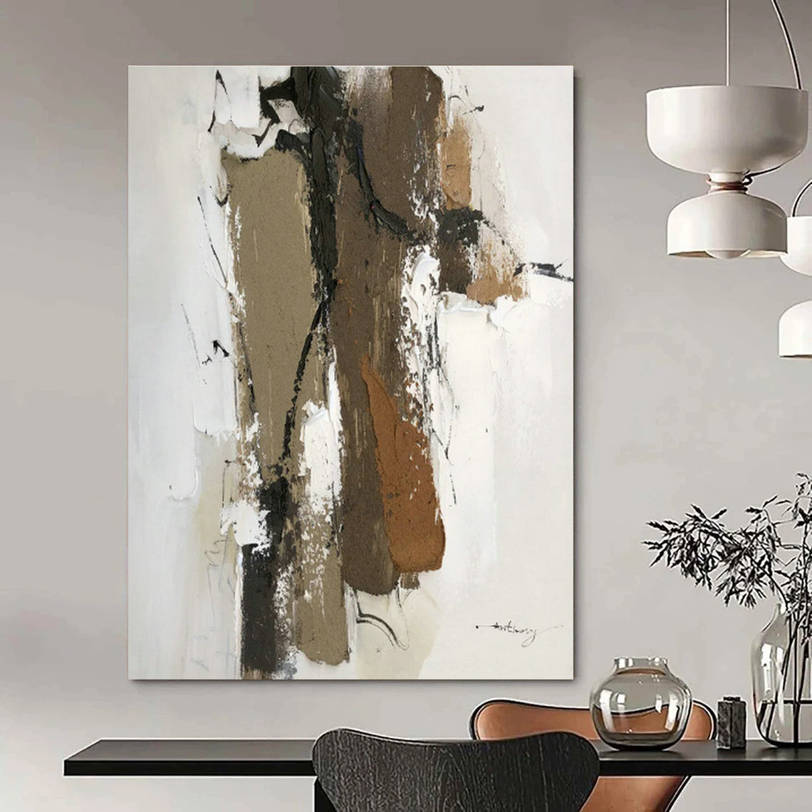 Brown - Beige Abstract Art for Rustic Restaurant & Art - Lover’s Home DLZ0806