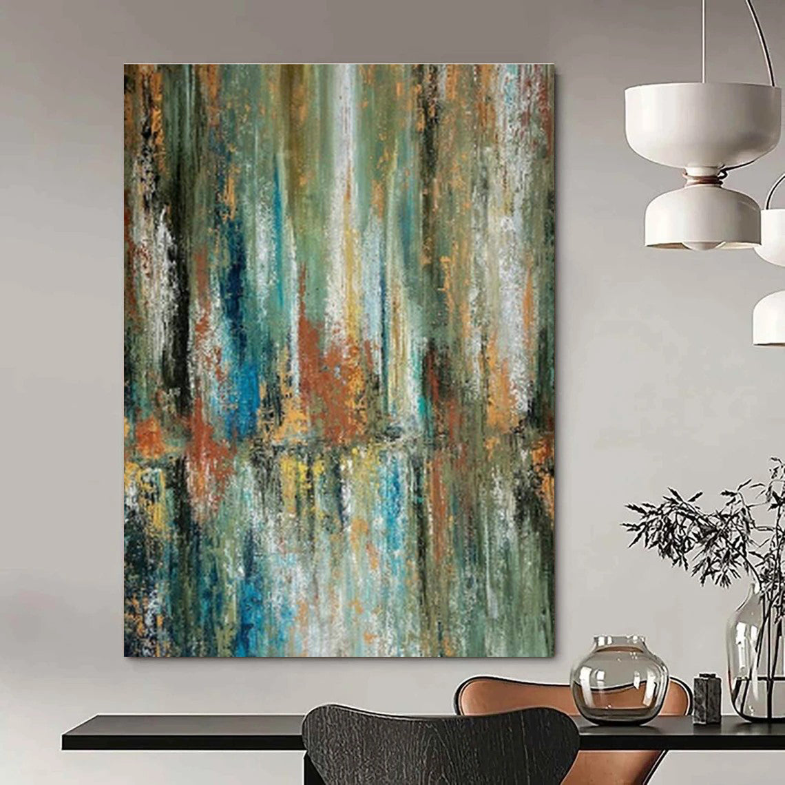 Colorful Vertical - Stroke Abstract Art for Office Break Room Walls DLZ0033