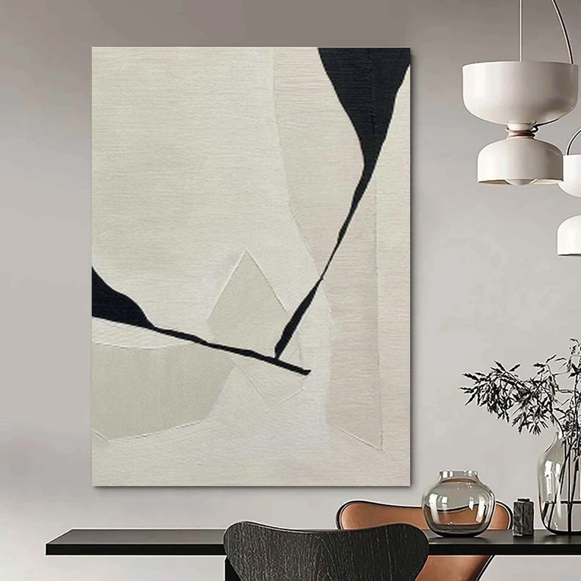 Black - White Geometric Abstract Art for Modern Office Meeting Rooms DLZ0240
