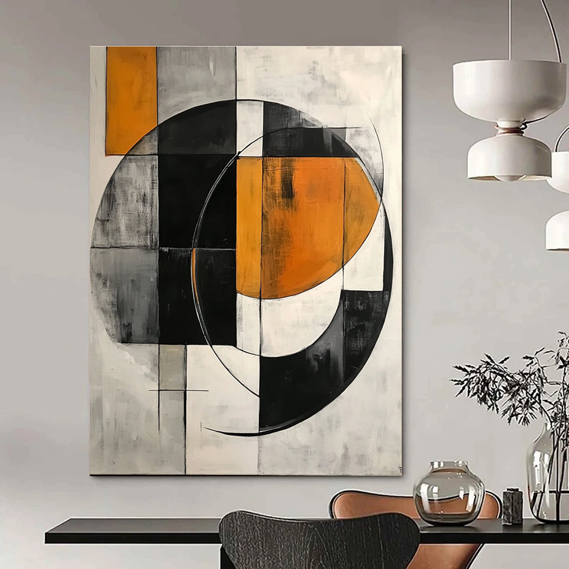 Orange - Accented Geometric Circle for Creative Studio & Contemporary Art Gallery STSC221