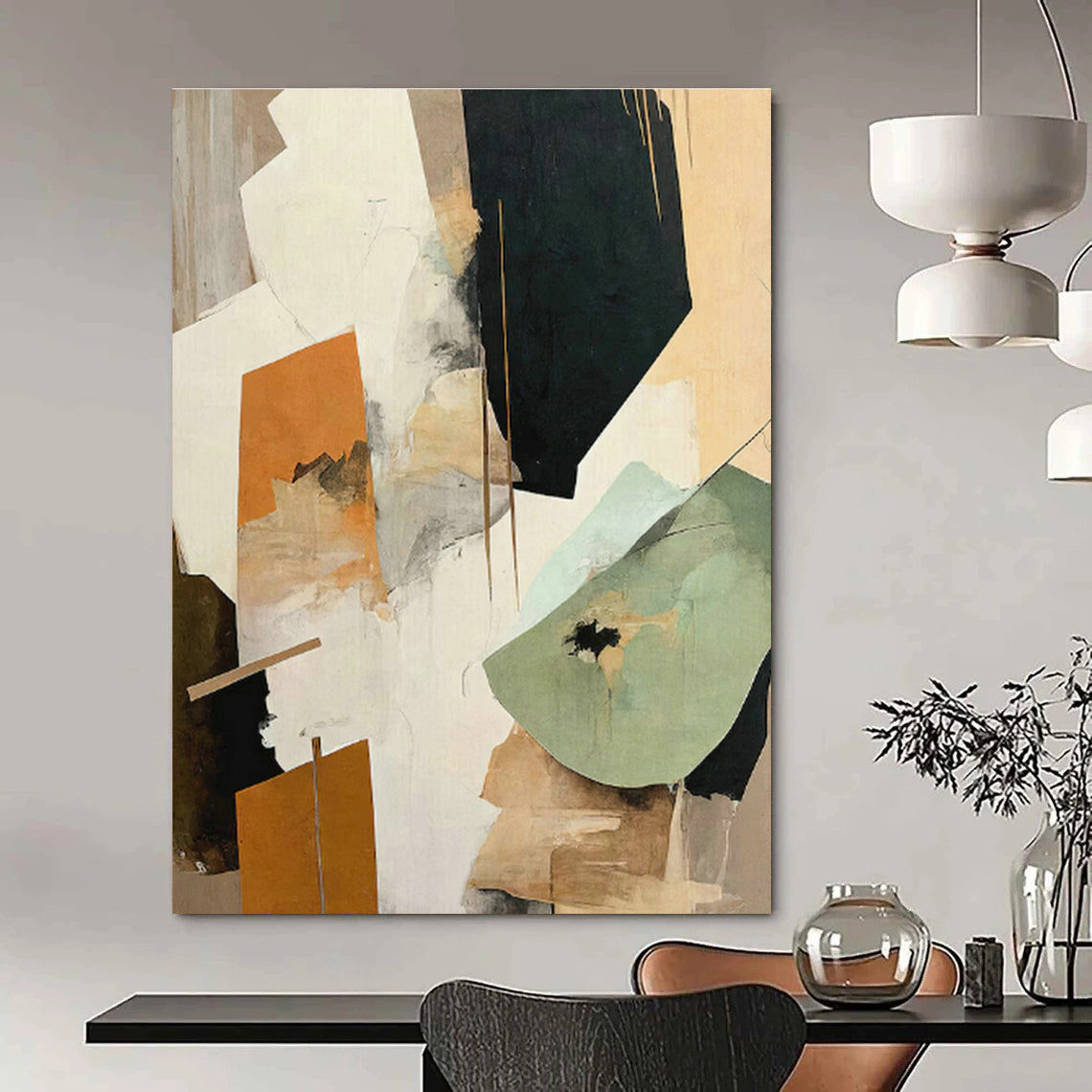 Layered Geometric Abstract Art for Contemporary Gallery & Industrial Loft DLZ1636