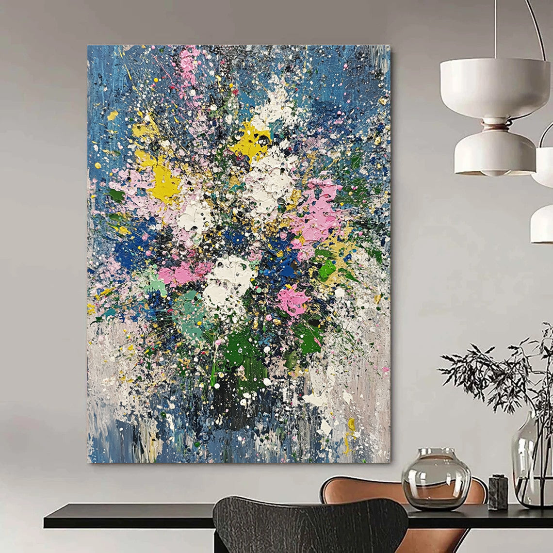 Splatter Flower Bouquet for Bohemian Café & Vibrant Home Dining Room STSC181