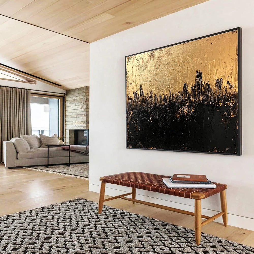 Golden City Silhouette Art for Urban Loft & Art - loving Office SC143