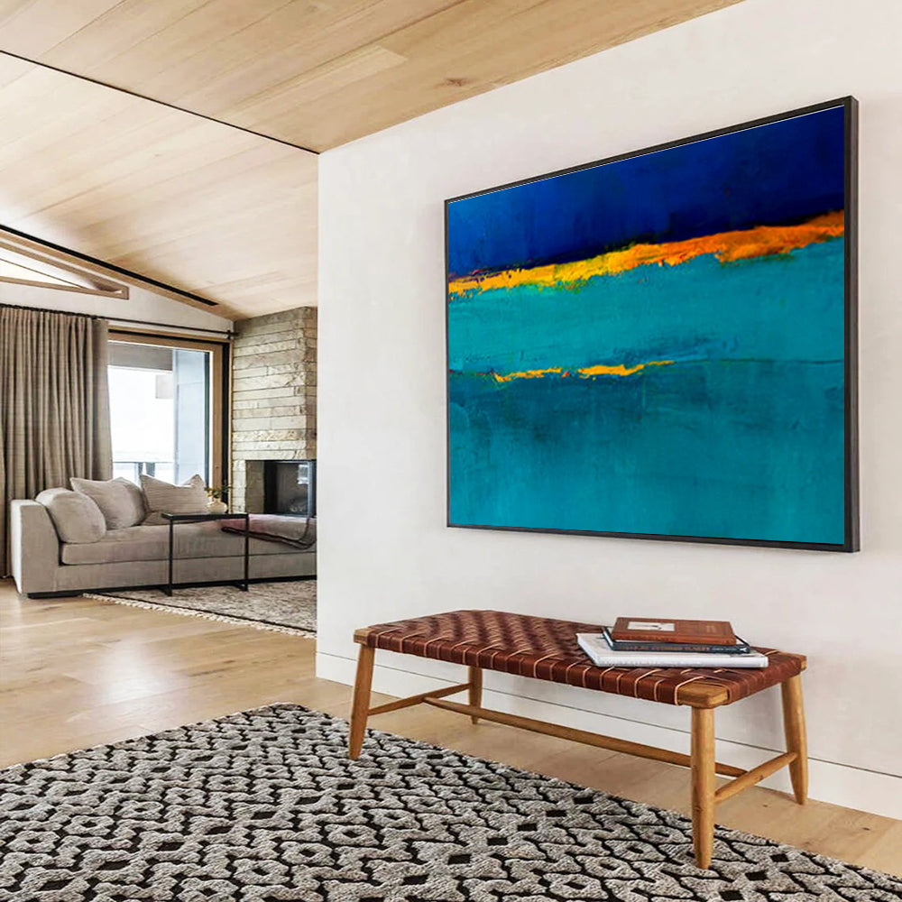 Blue - Yellow Contrast Abstract Art for Bold Dining Room DLZ2767