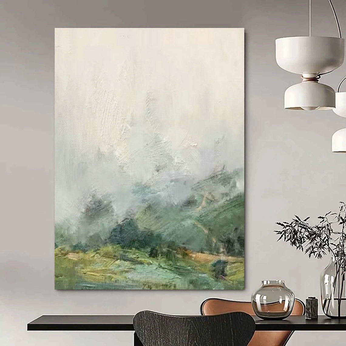 Misty Landscape Oil Painting for Traditional Chinese - Style Study & Zen Meditation Space DLZ0913