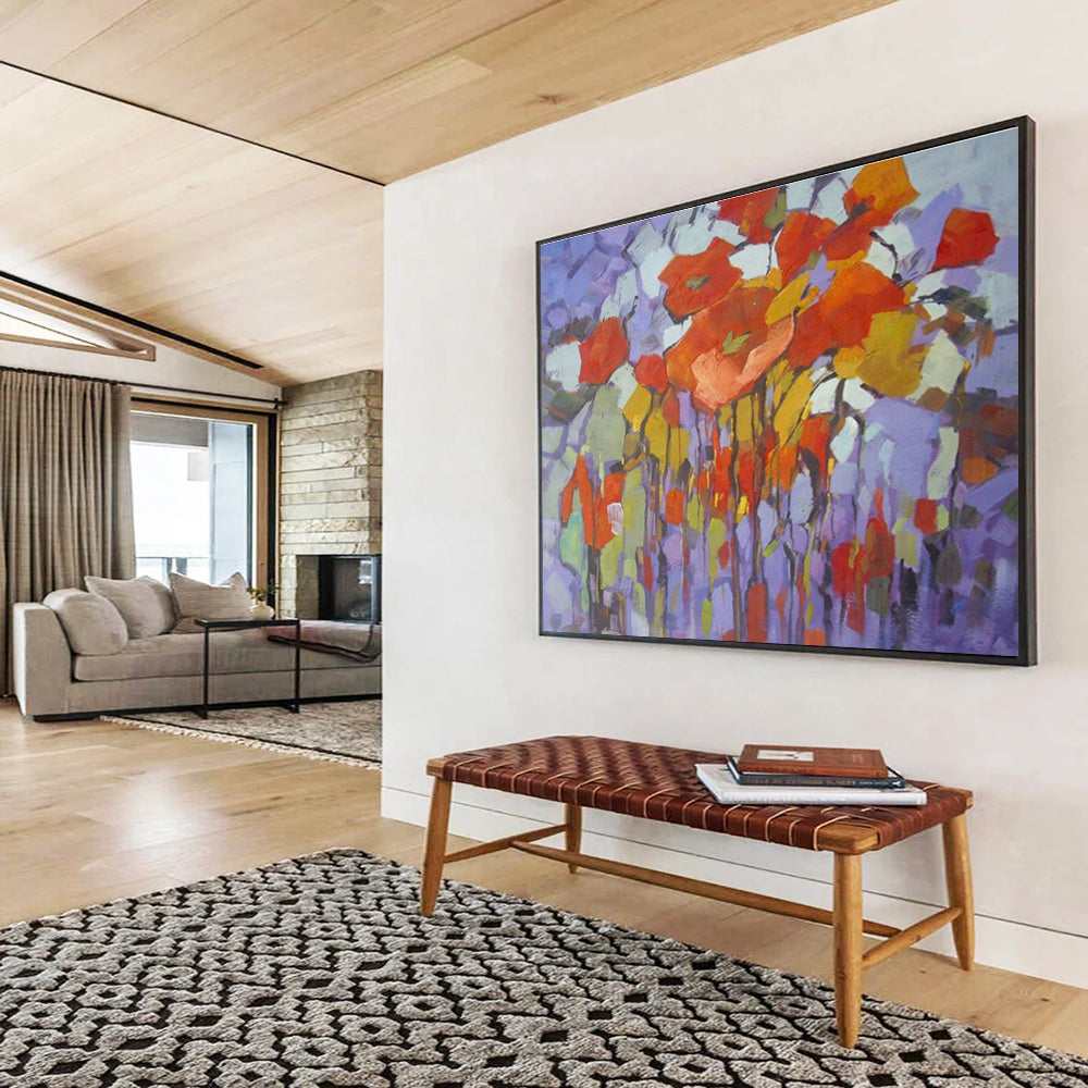Purple - Based Floral Abstract Art for Bohemian - Style Boutique Dressing Rooms DLZ3237