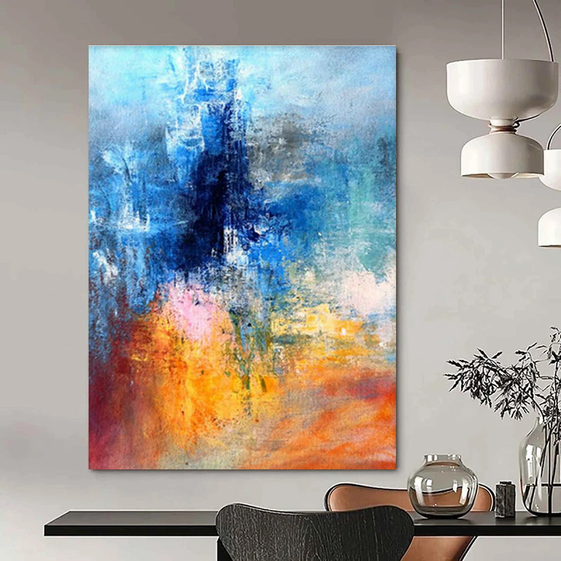 Blue - Toned Abstract Art for Modern Home Office Focus Zones DLZ0003
