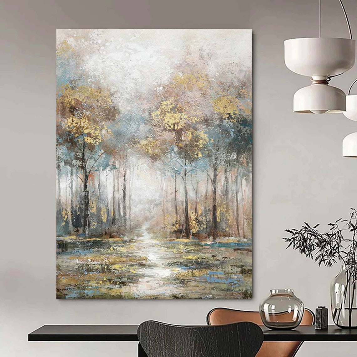 Misty Forest Path Art for Rustic Cabin Bedroom & Meditation Space DLZ2133