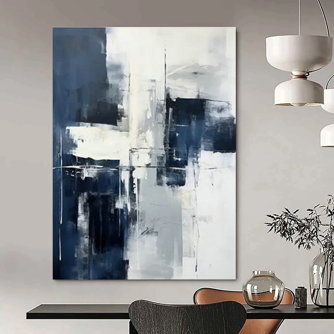 Blue - White Abstract Art for Coastal Home Nook & Corporate Wellness Room DLZ1725