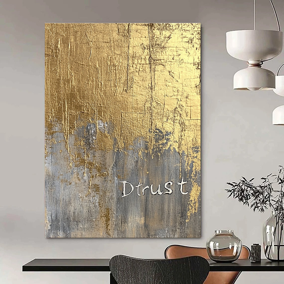 Gold and Gray “Dtrust” for Modern Office Reception & Sophisticated Home Study STSC1003
