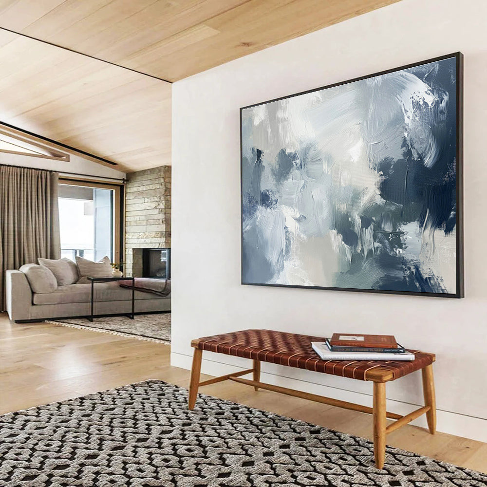 Gray - Blue Abstract Art for Contemporary Hotel Room Headboards DLZ2621