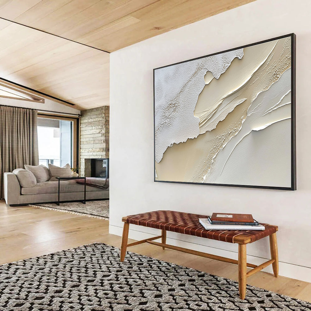 Textured White - Beige Layers Art for Luxury Spa & High - End Boutique SC459