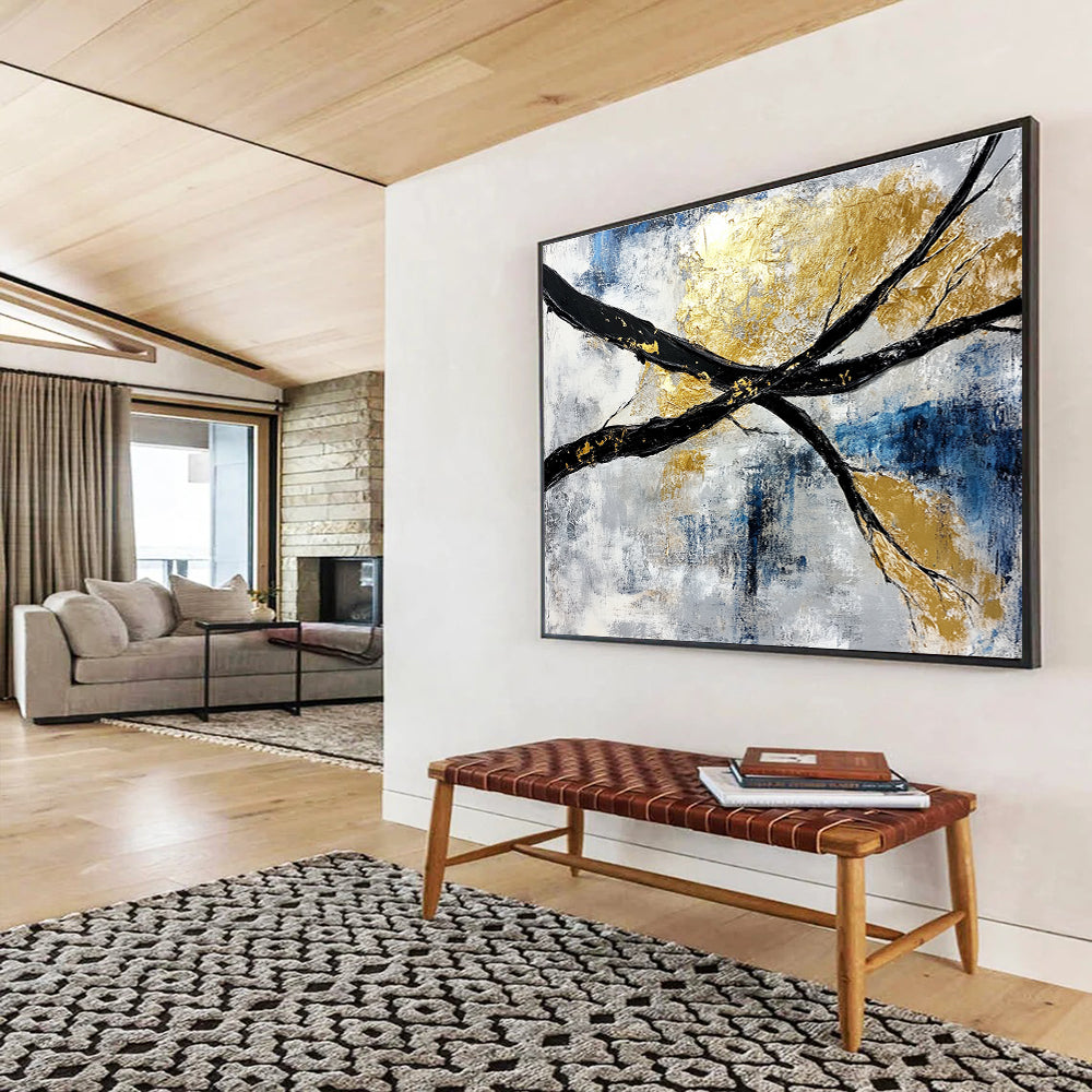 Black Branches with Gold Art for Luxury Hotel Lobby & Elegant Home Library SC367
