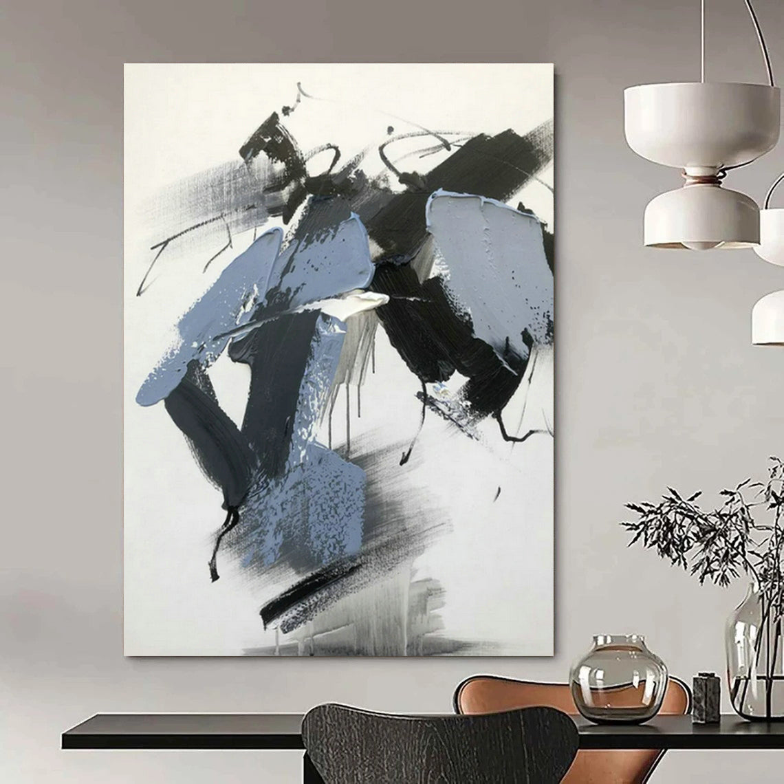 Blue - Black - Gray Abstract Art for Coastal Home Office & Contemporary Art Gallery DLZ1677